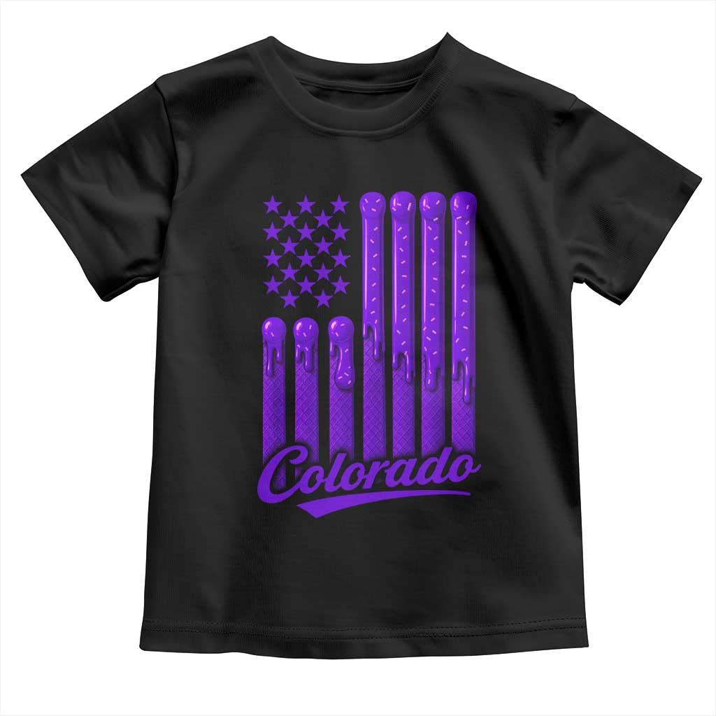 Vintage Colorado Toddler T Shirt Purple Dripping Flag Vintage State Pride Sports Fan Patriotic