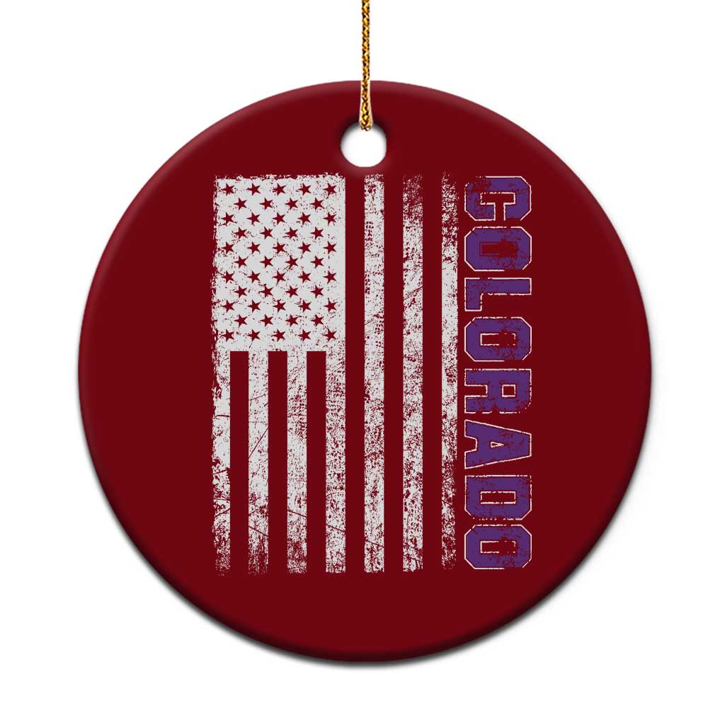 Vintage Colorado Ceramic Ornament Retro Vintage Rocky Mountains USA Flag Patriotic US State
