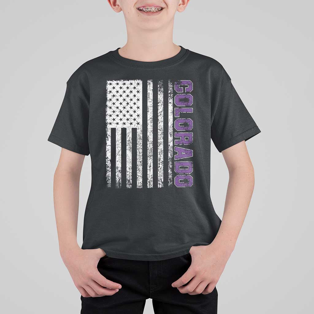 Vintage Colorado T Shirt For Kid Retro Vintage Rocky Mountains USA Flag Patriotic US State