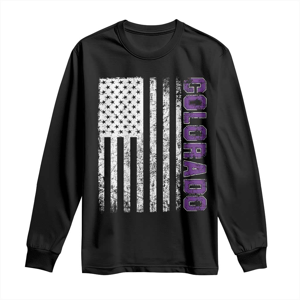 Vintage Colorado Long Sleeve Shirt Retro Vintage Rocky Mountains USA Flag Patriotic US State