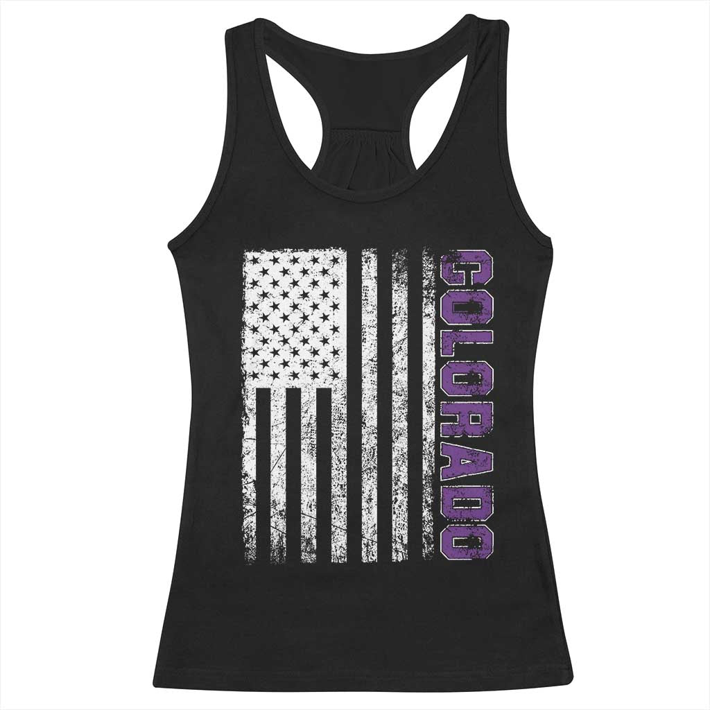 Vintage Colorado Racerback Tank Top Retro Vintage Rocky Mountains USA Flag Patriotic US State
