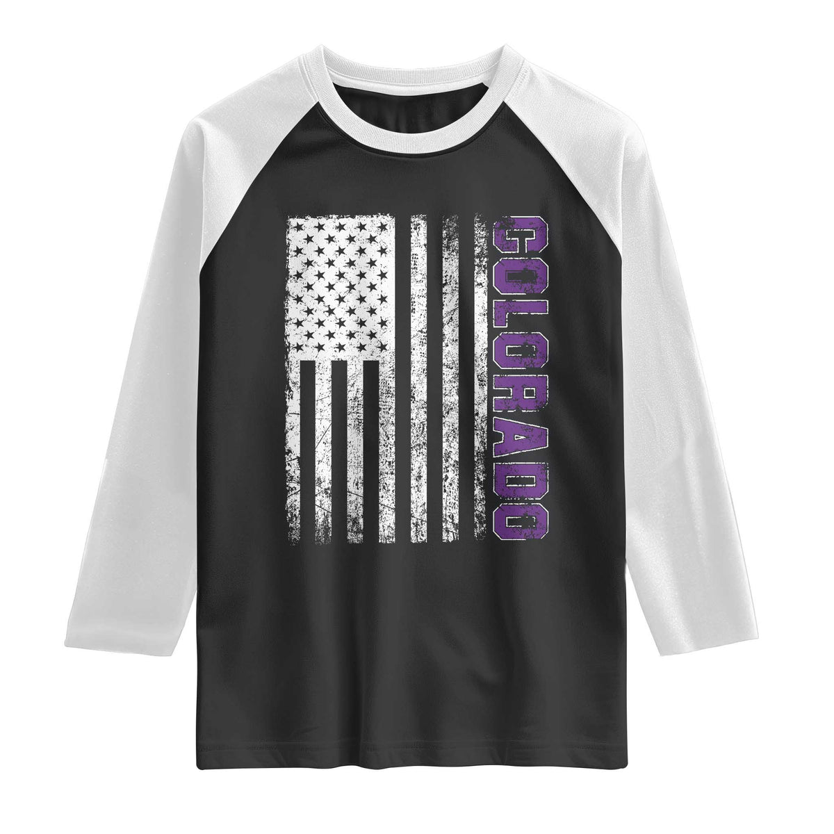 Vintage Colorado Raglan Shirt Retro Vintage Rocky Mountains USA Flag Patriotic US State