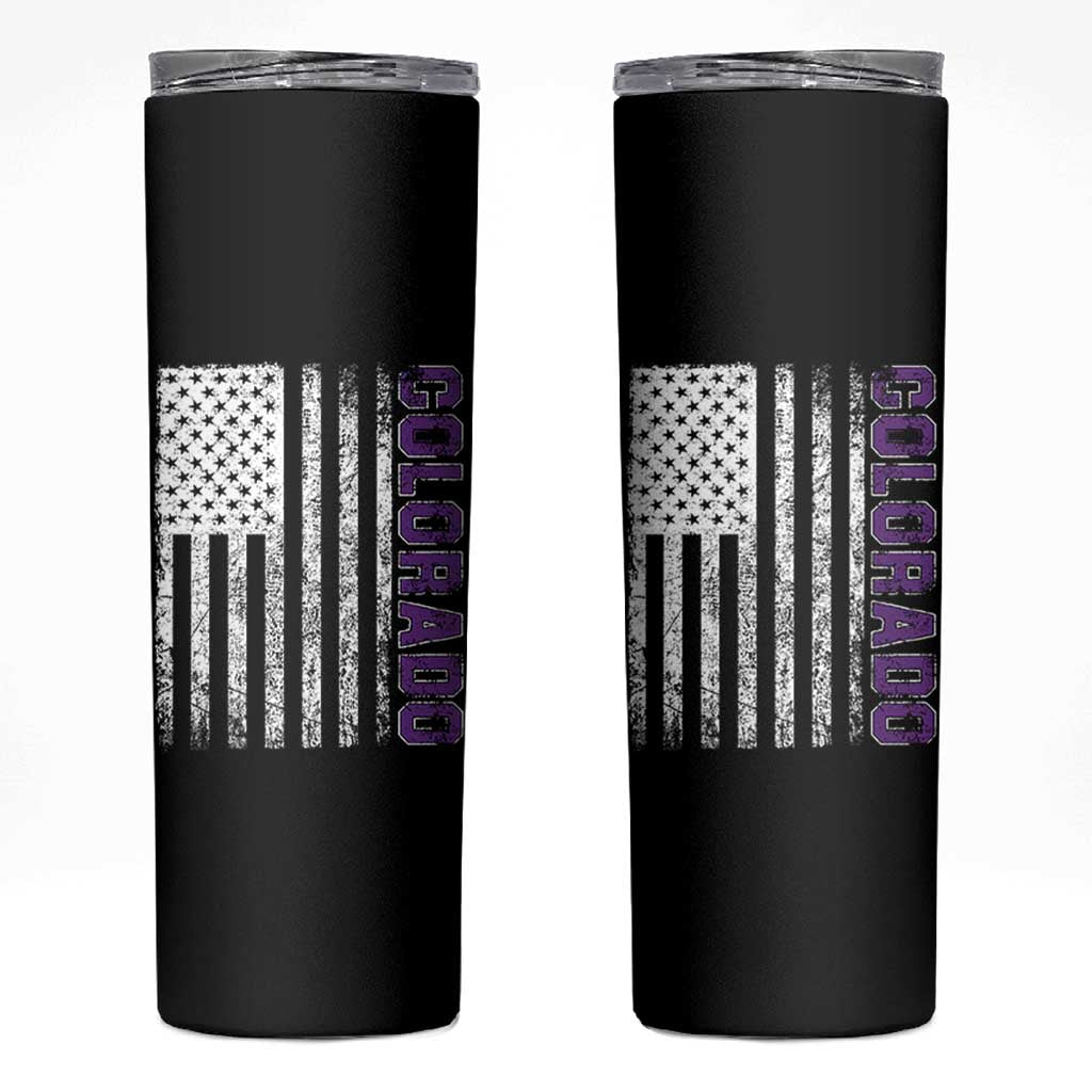 Vintage Colorado Skinny Tumbler Retro Vintage Rocky Mountains USA Flag Patriotic US State