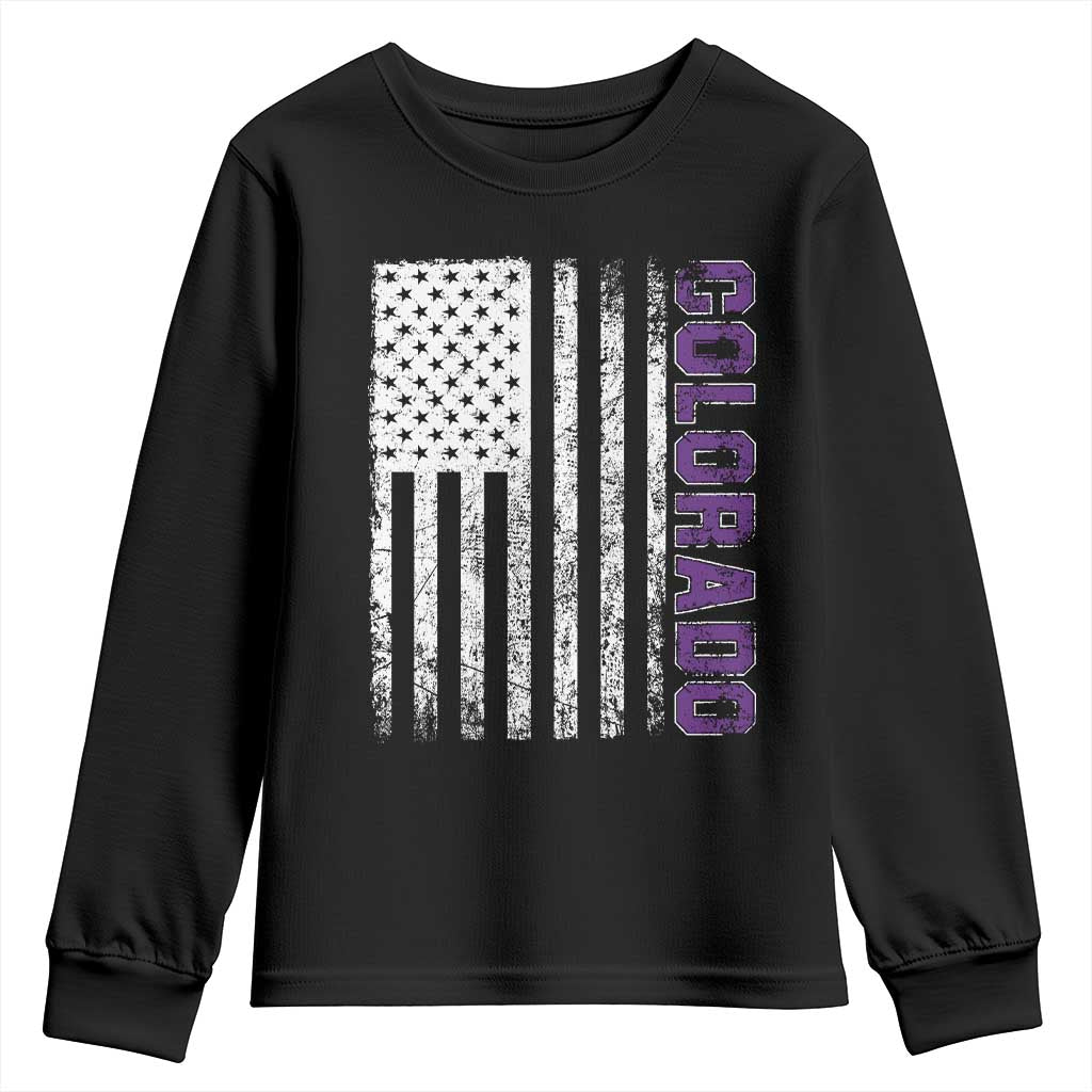 Vintage Colorado Youth Sweatshirt Retro Vintage Rocky Mountains USA Flag Patriotic US State