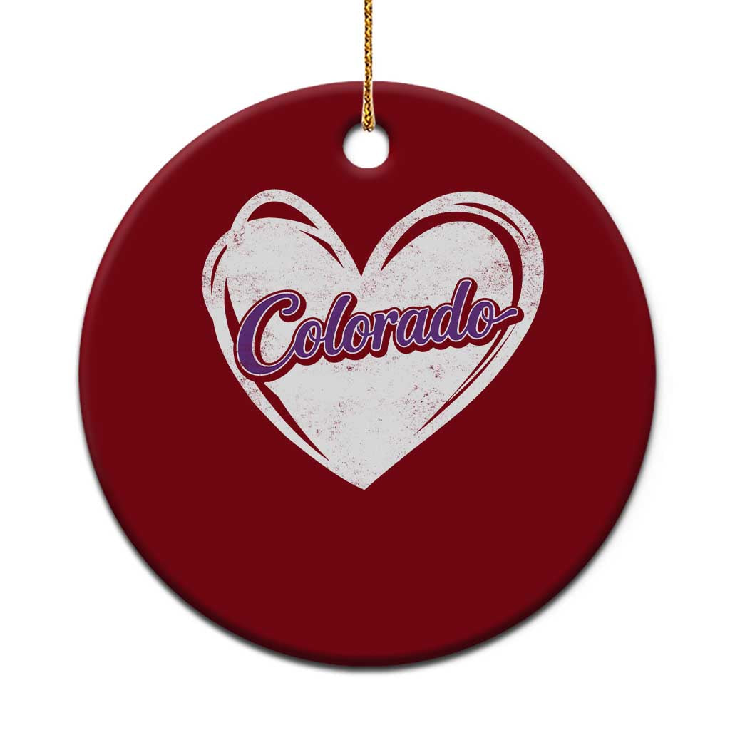 Vintage Colorado Ceramic Ornament Purple Heart Vintage Script State Pride Retro Sports Fan