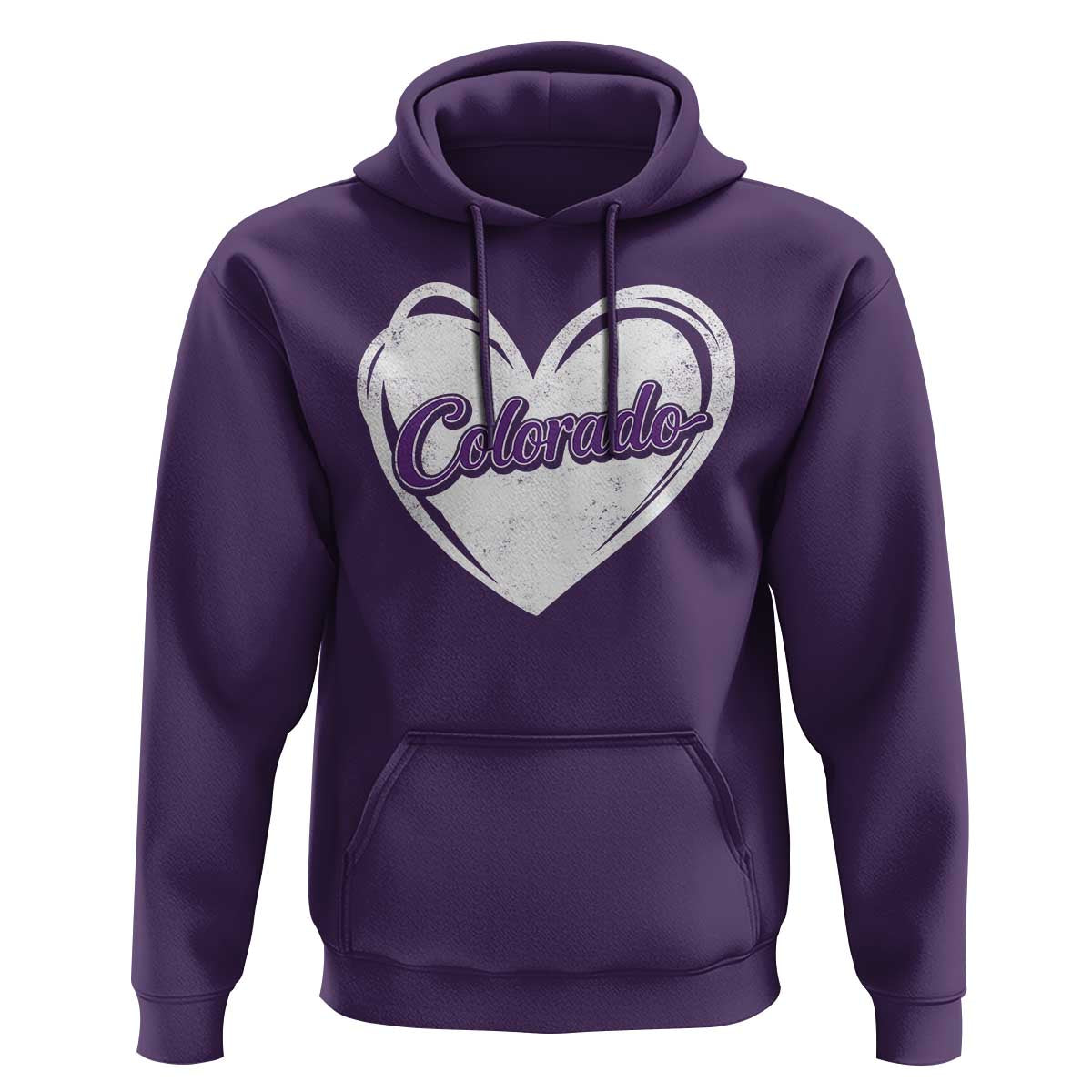 Vintage Colorado Hoodie Purple Heart Vintage Script State Pride Retro Sports Fan