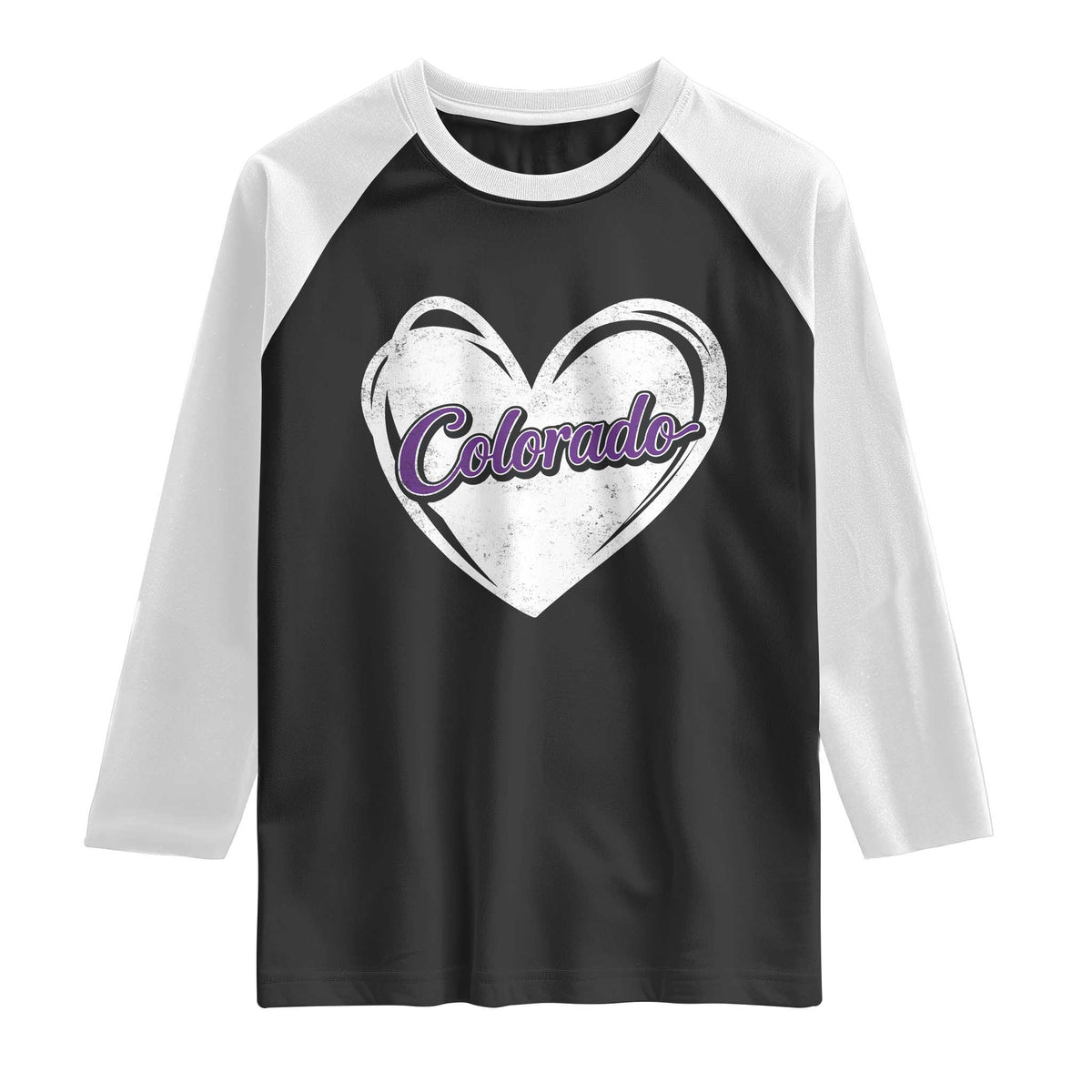Vintage Colorado Raglan Shirt Purple Heart Vintage Script State Pride Retro Sports Fan