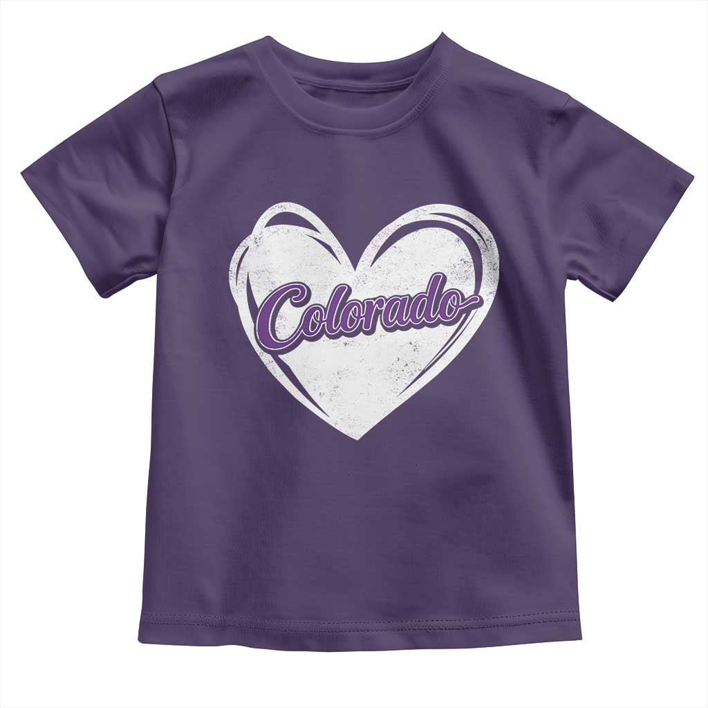 Vintage Colorado Toddler T Shirt Purple Heart Vintage Script State Pride Retro Sports Fan