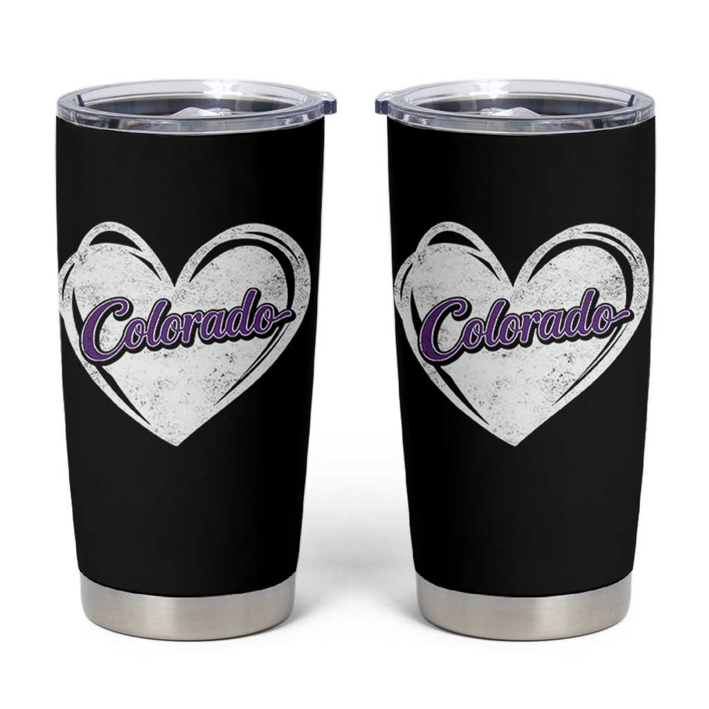 Vintage Colorado Tumbler Cup Purple Heart Vintage Script State Pride Retro Sports Fan