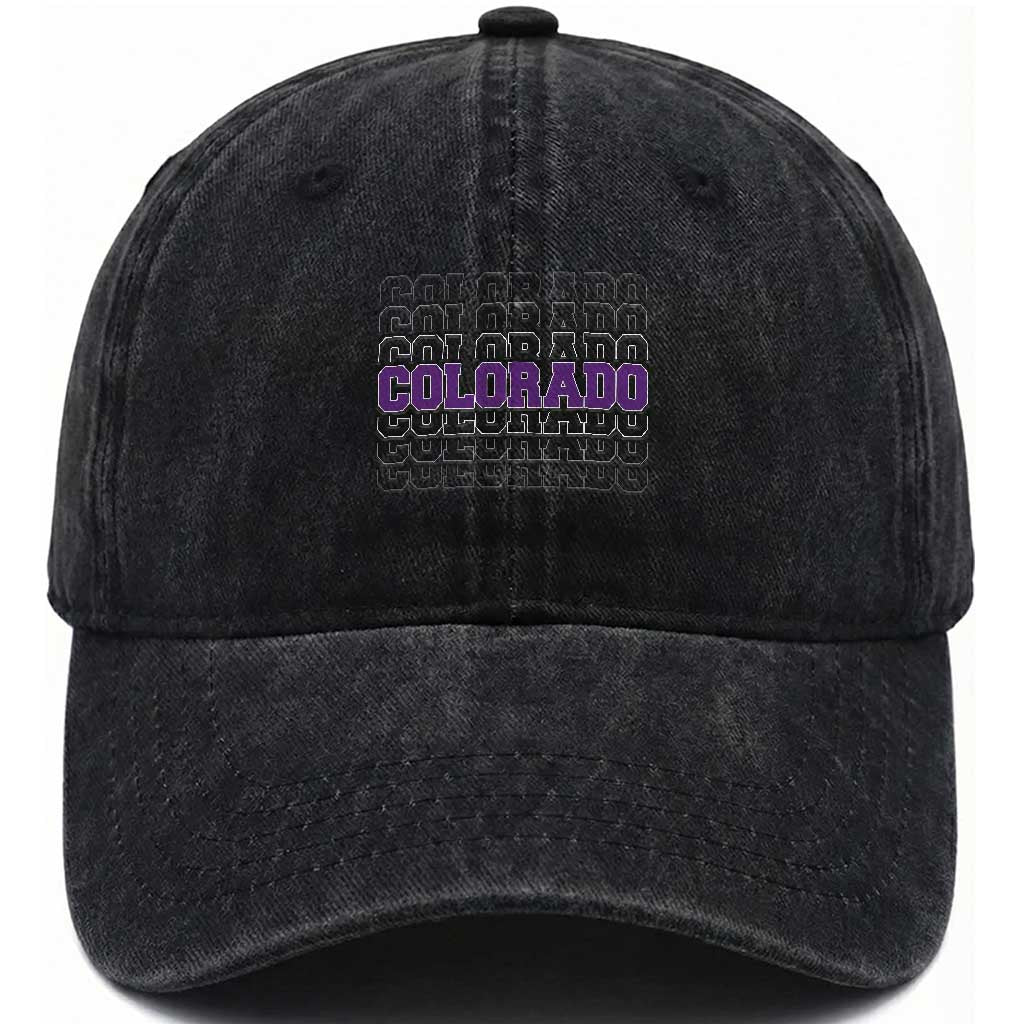 Vintage Colorado Washed Cotton Baseball Cap Retro State Pride Sports Fan Graphic