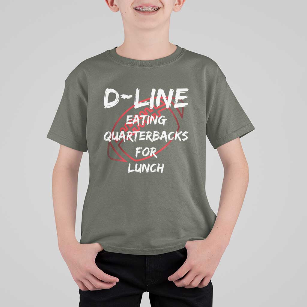 Football Linemen T Shirt For Kid D Line Eating Quarterbacks Defensive - Wonder Print Shop