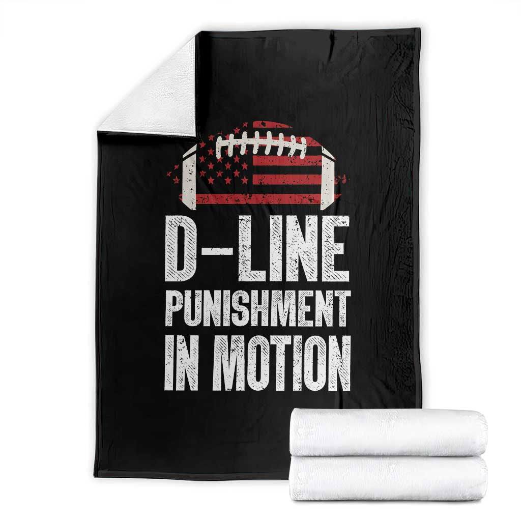 Football Defensive Lineman Throw Blanket D Line Punishment In Motion American Flag - Wonder Print Shop