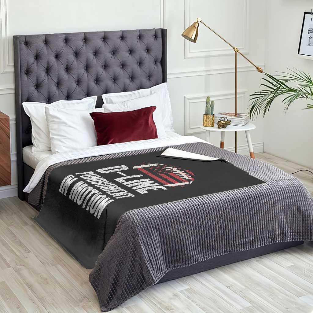 Football Defensive Lineman Throw Blanket D Line Punishment In Motion American Flag - Wonder Print Shop