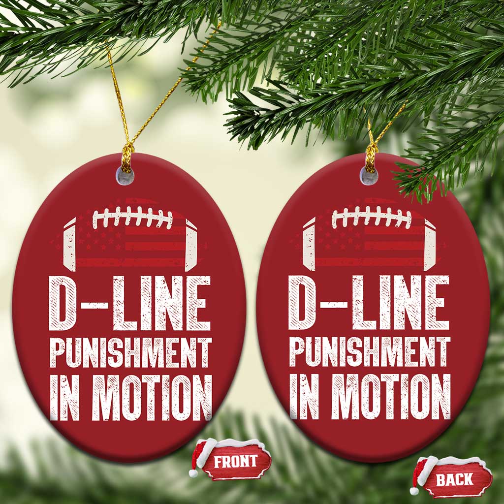 Football Defensive Lineman Christmas Ornament D Line Punishment In Motion American Flag - Wonder Print Shop