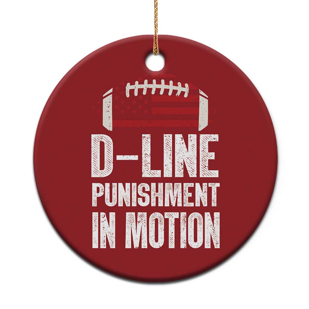 Football Defensive Lineman Christmas Ornament D Line Punishment In Motion American Flag - Wonder Print Shop