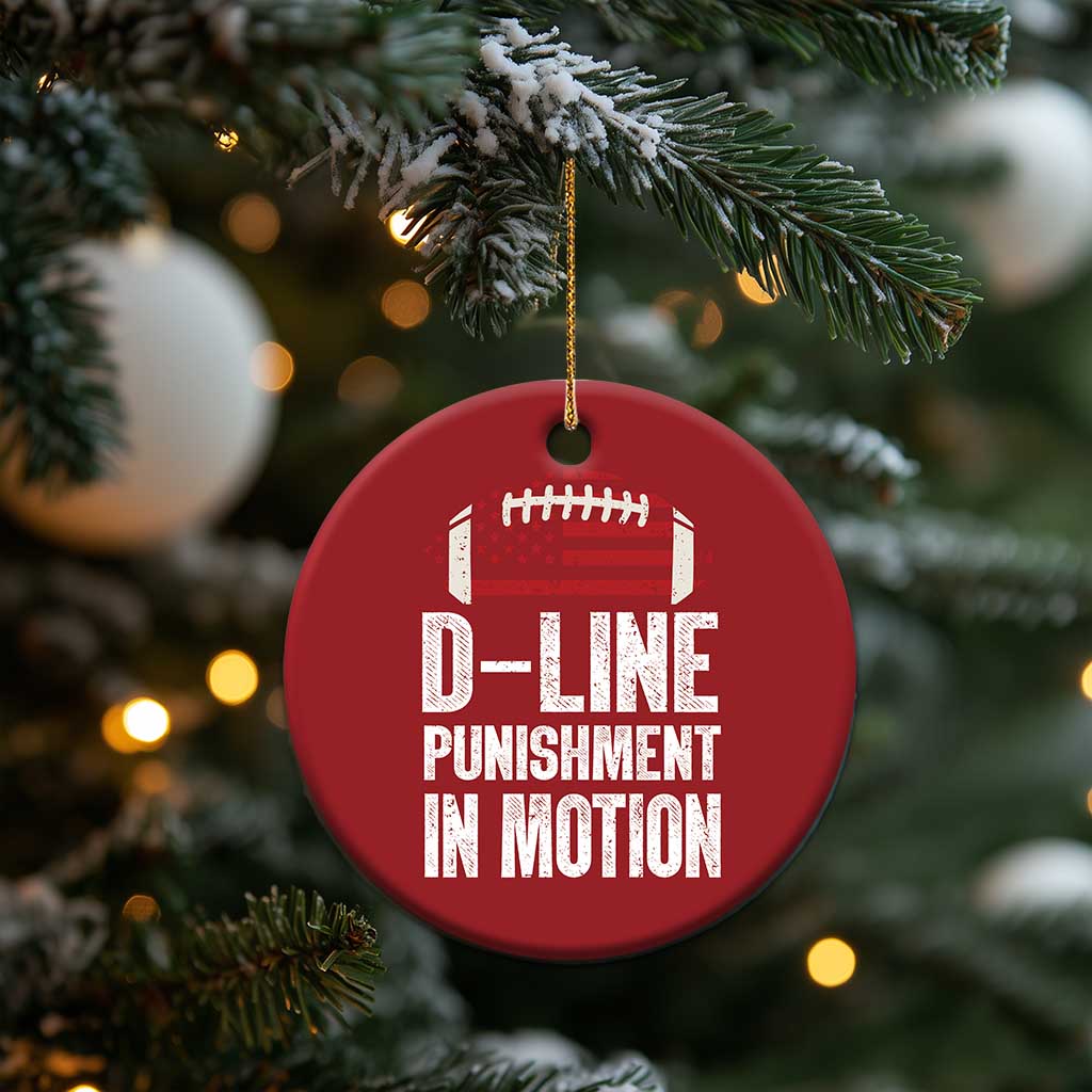 Football Defensive Lineman Christmas Ornament D Line Punishment In Motion American Flag - Wonder Print Shop