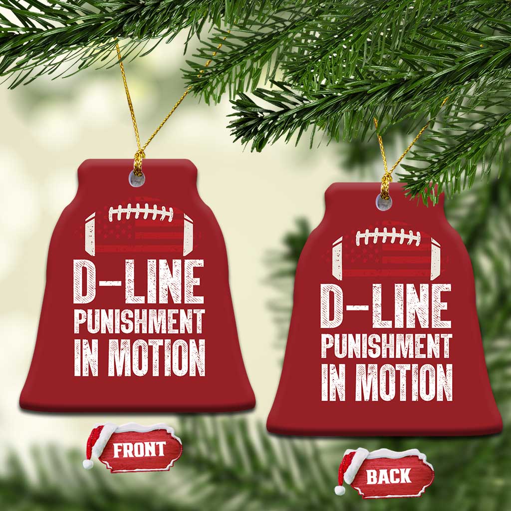 Football Defensive Lineman Christmas Ornament D Line Punishment In Motion American Flag - Wonder Print Shop