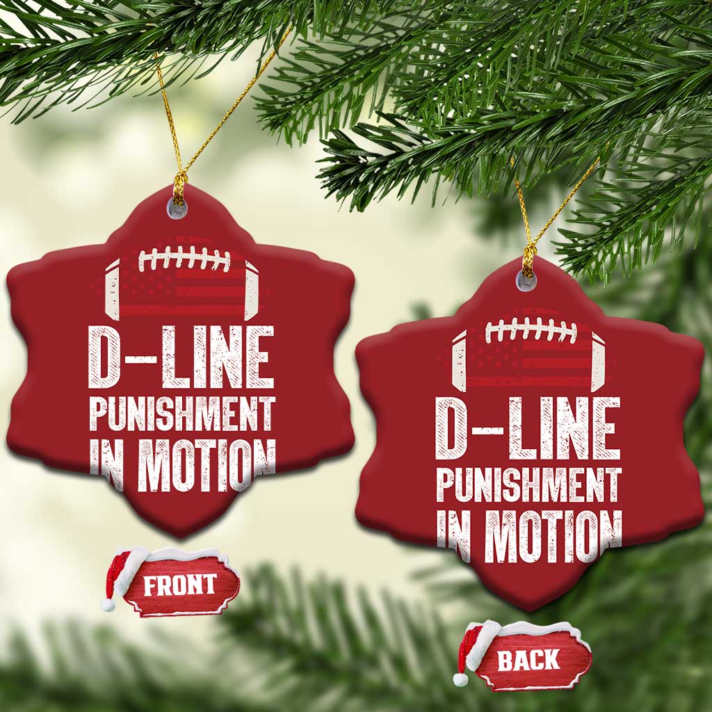 Football Defensive Lineman Christmas Ornament D Line Punishment In Motion American Flag - Wonder Print Shop