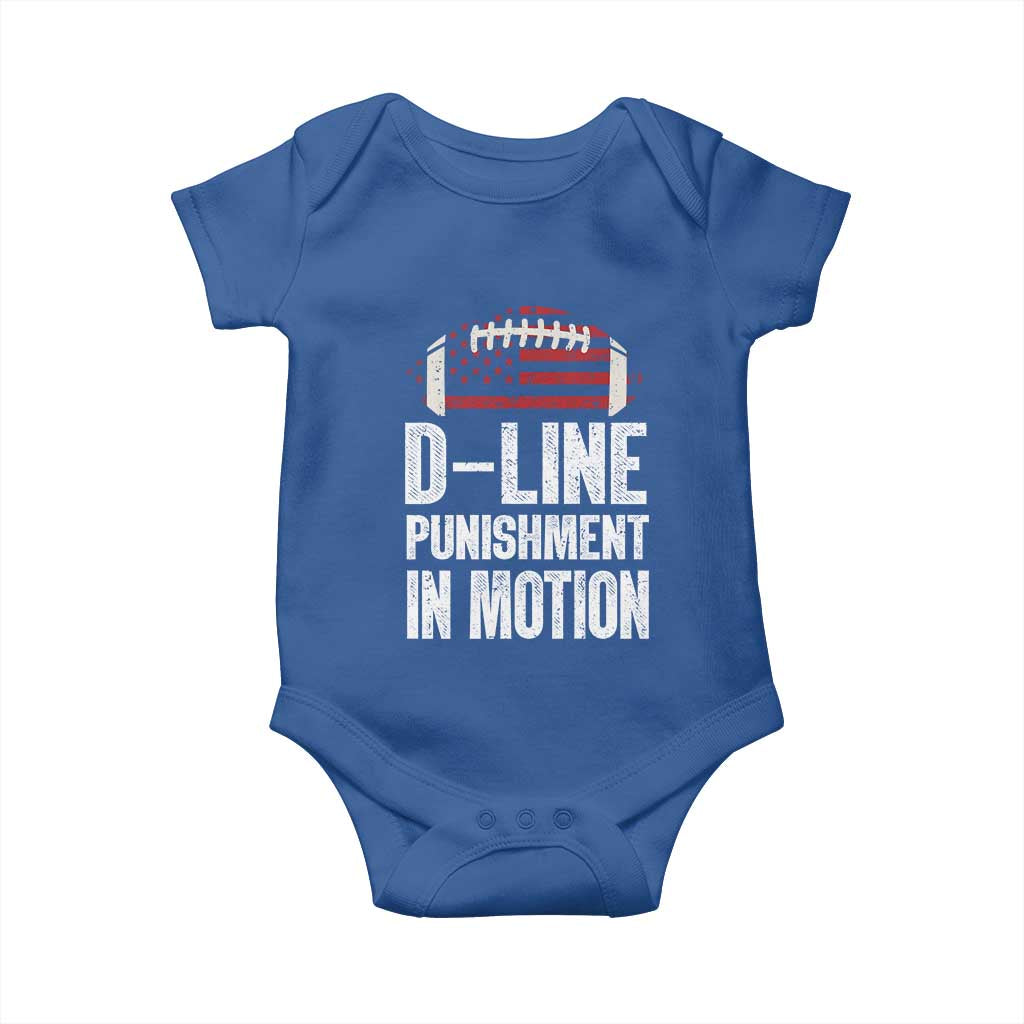 Football Defensive Lineman Baby Onesie D Line Punishment In Motion American Flag - Wonder Print Shop