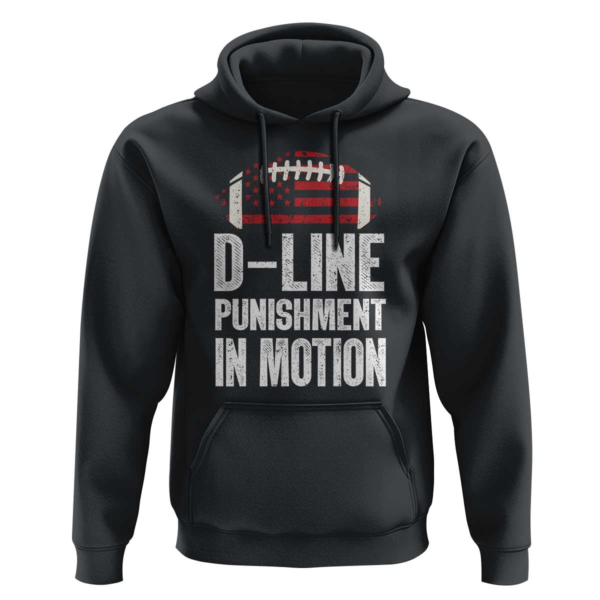 Football Defensive Lineman Hoodie D Line Punishment In Motion American Flag - Wonder Print Shop