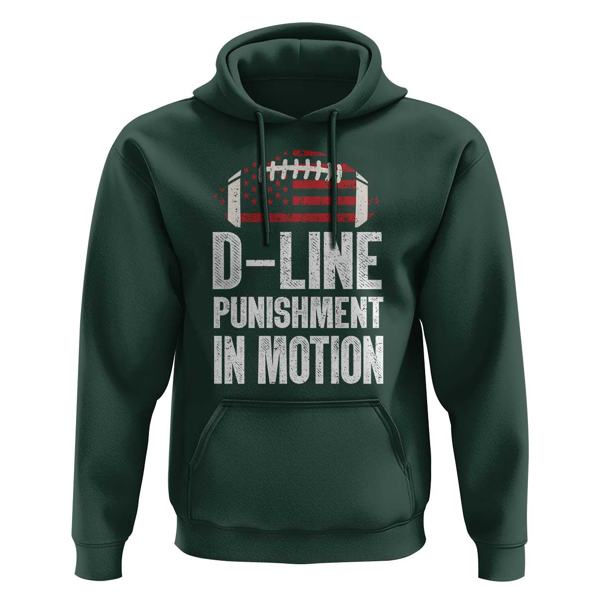 Football Defensive Lineman Hoodie D Line Punishment In Motion American Flag - Wonder Print Shop