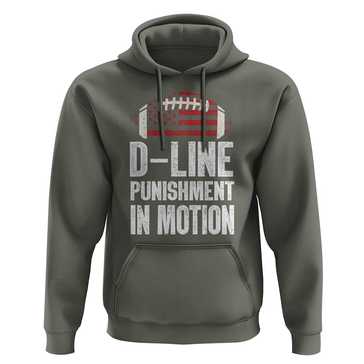 Football Defensive Lineman Hoodie D Line Punishment In Motion American Flag - Wonder Print Shop