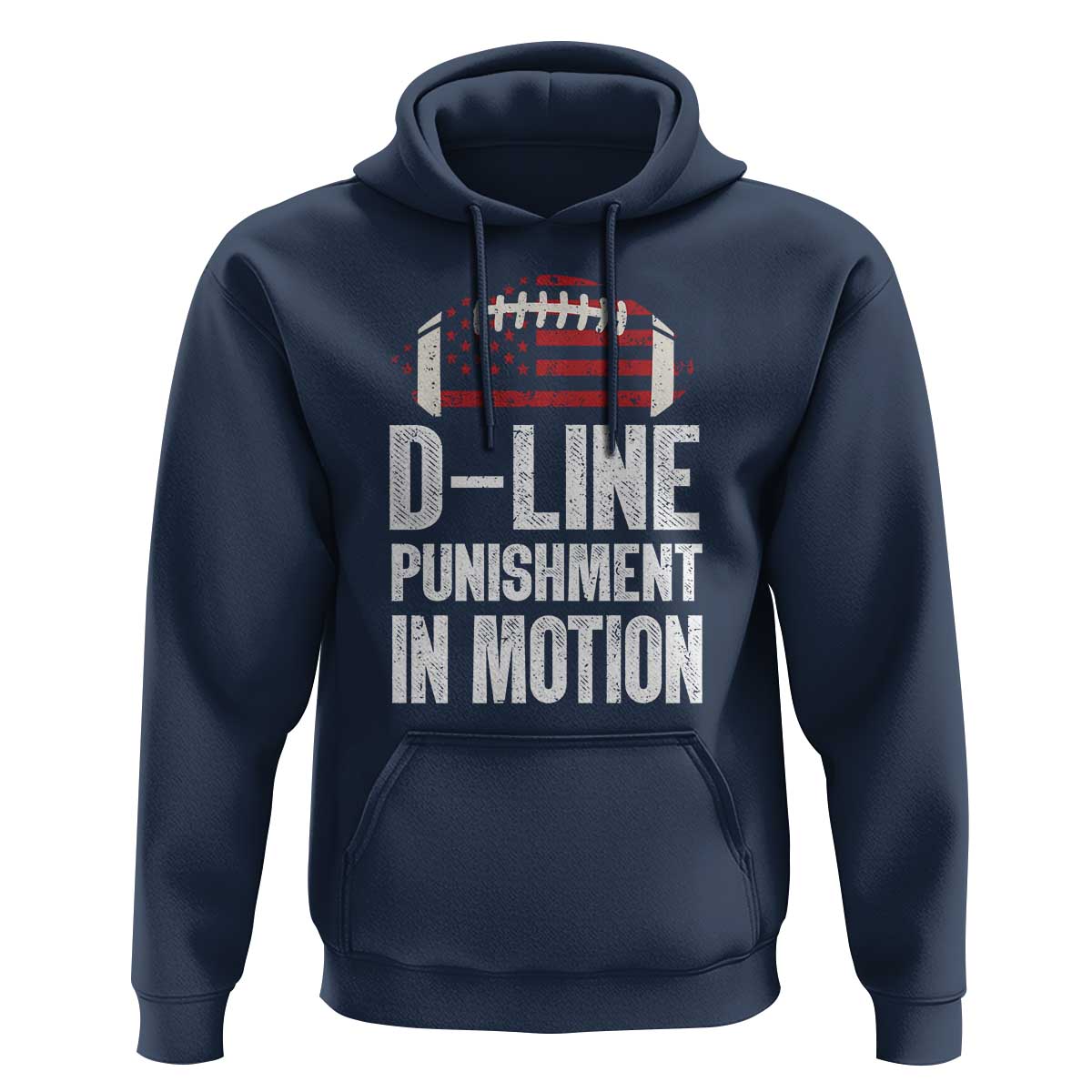 Football Defensive Lineman Hoodie D Line Punishment In Motion American Flag - Wonder Print Shop