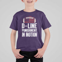 Football Defensive Lineman T Shirt For Kid D Line Punishment In Motion American Flag - Wonder Print Shop