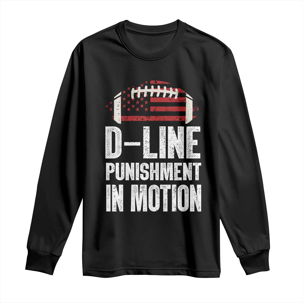 Football Defensive Lineman Long Sleeve Shirt D Line Punishment In Motion American Flag - Wonder Print Shop