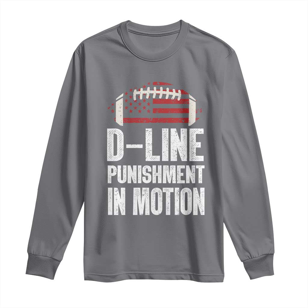Football Defensive Lineman Long Sleeve Shirt D Line Punishment In Motion American Flag - Wonder Print Shop