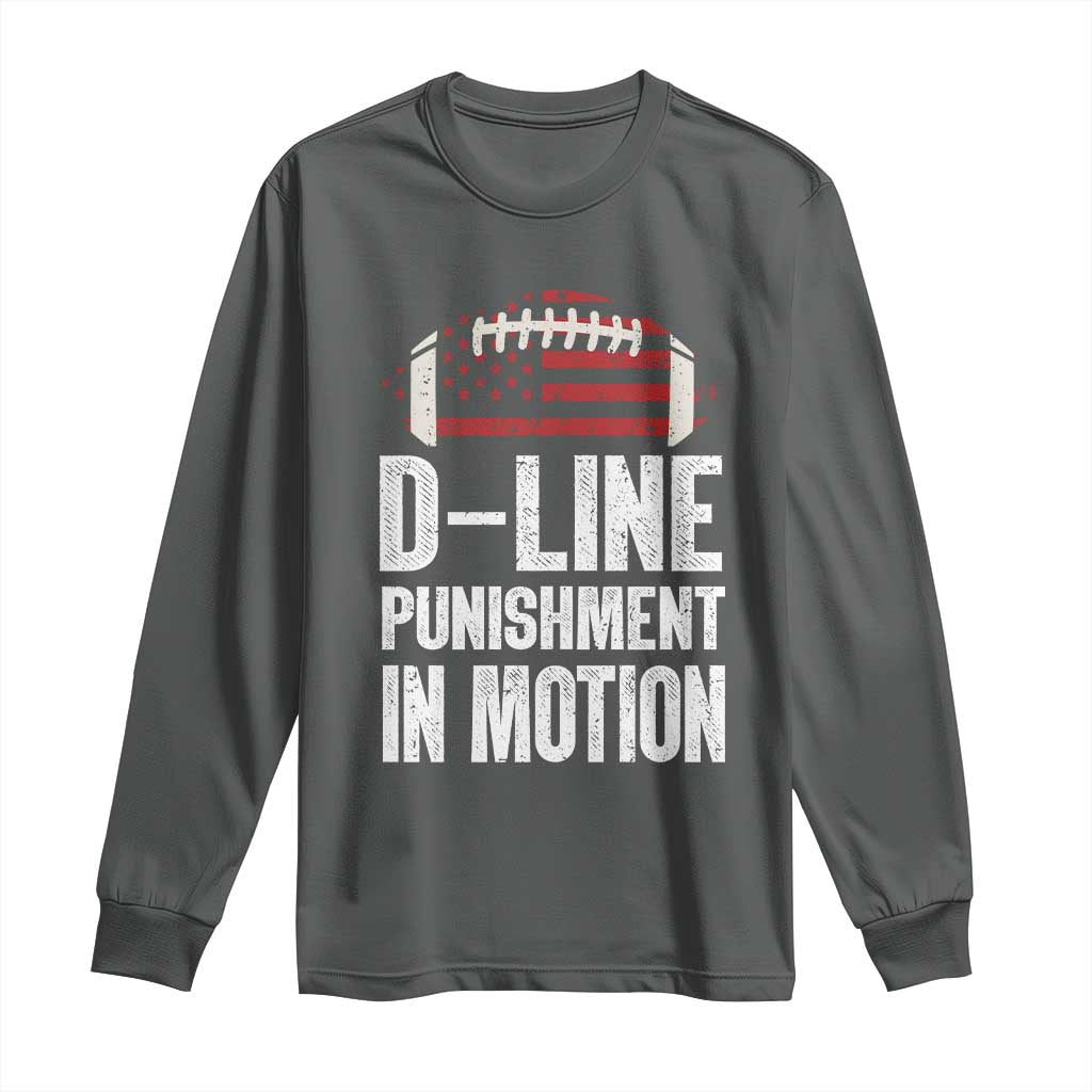 Football Defensive Lineman Long Sleeve Shirt D Line Punishment In Motion American Flag - Wonder Print Shop