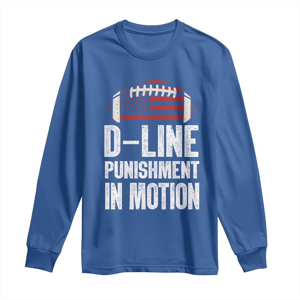 Football Defensive Lineman Long Sleeve Shirt D Line Punishment In Motion American Flag - Wonder Print Shop