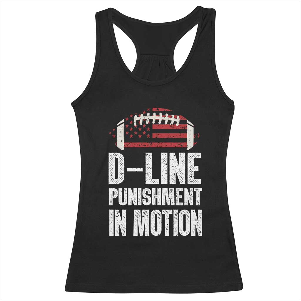 Football Defensive Lineman Racerback Tank Top D Line Punishment In Motion American Flag - Wonder Print Shop