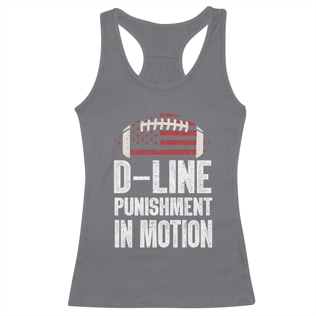 Football Defensive Lineman Racerback Tank Top D Line Punishment In Motion American Flag - Wonder Print Shop