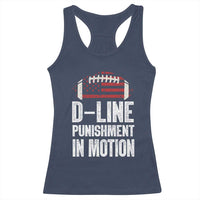 Football Defensive Lineman Racerback Tank Top D Line Punishment In Motion American Flag - Wonder Print Shop