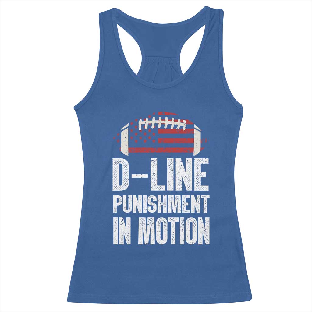 Football Defensive Lineman Racerback Tank Top D Line Punishment In Motion American Flag - Wonder Print Shop
