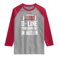 Football Defensive Lineman Raglan Shirt D Line Punishment In Motion American Flag - Wonder Print Shop