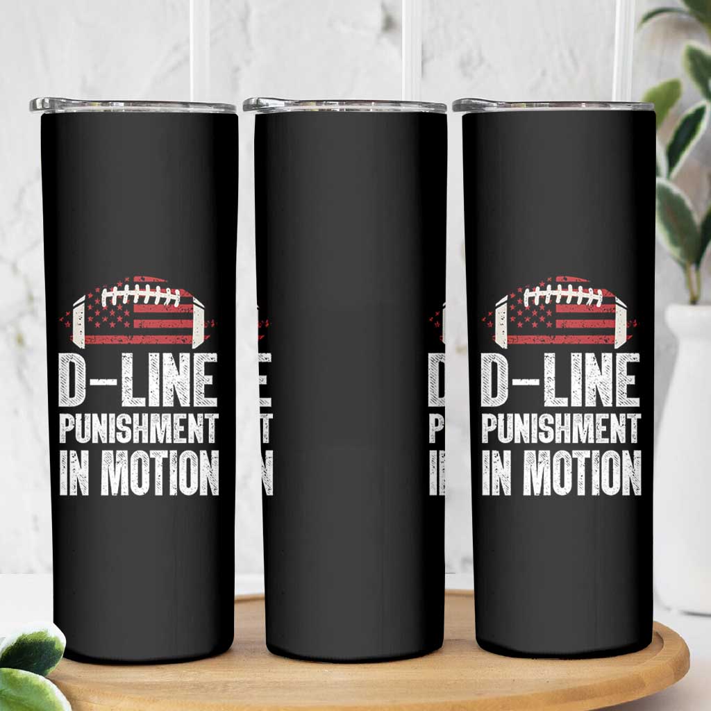 Football Defensive Lineman Skinny Tumbler D Line Punishment In Motion American Flag - Wonder Print Shop
