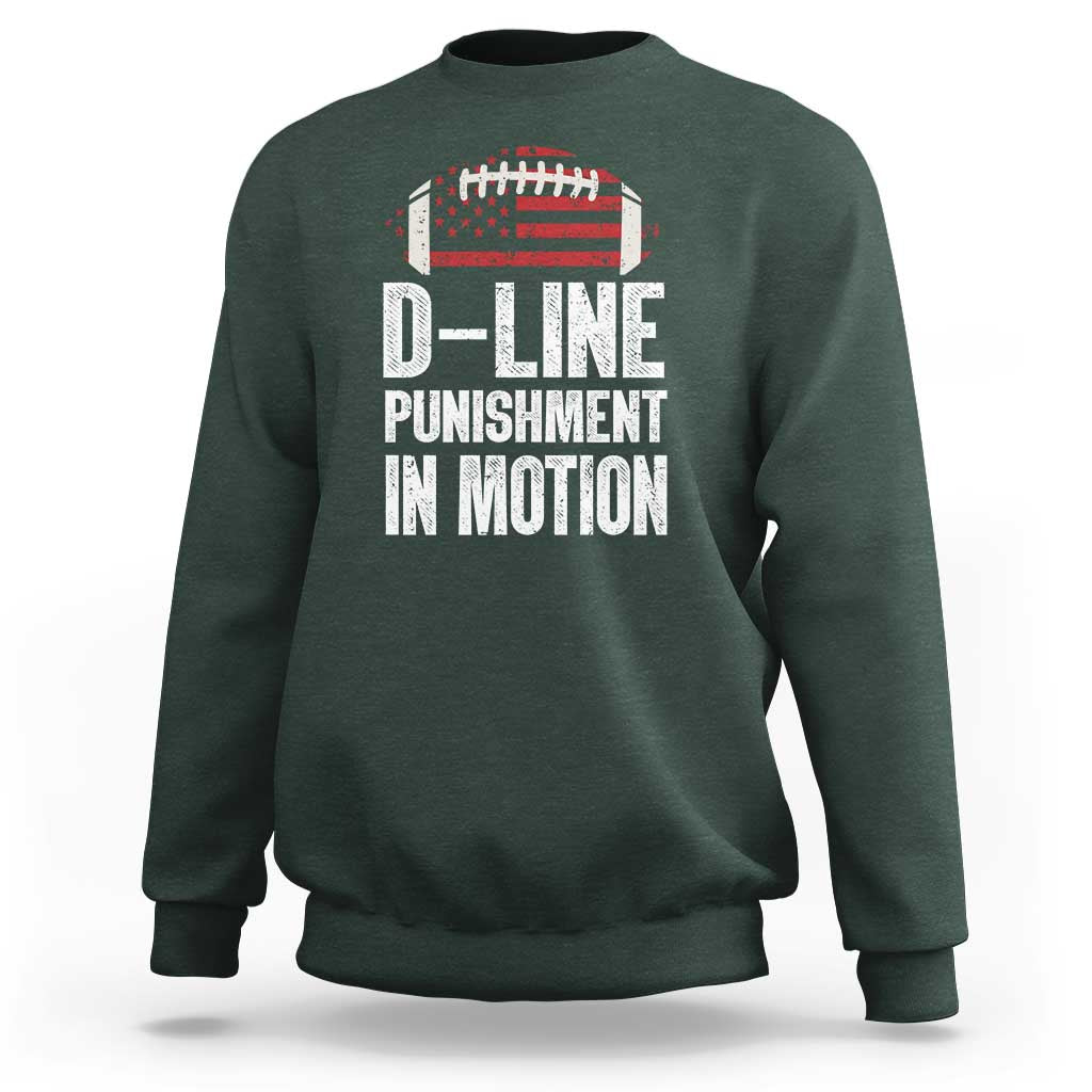 Football Defensive Lineman Sweatshirt D Line Punishment In Motion American Flag - Wonder Print Shop