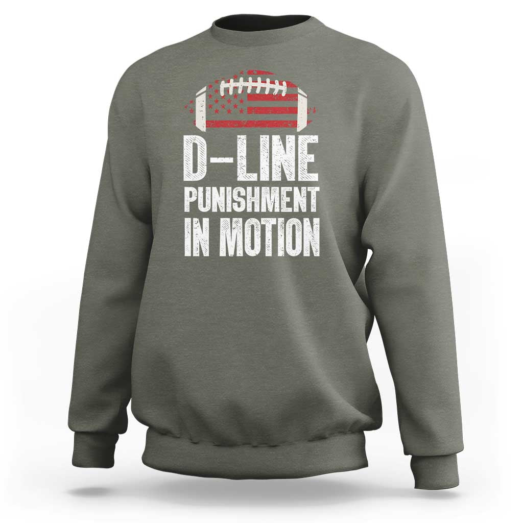 Football Defensive Lineman Sweatshirt D Line Punishment In Motion American Flag - Wonder Print Shop