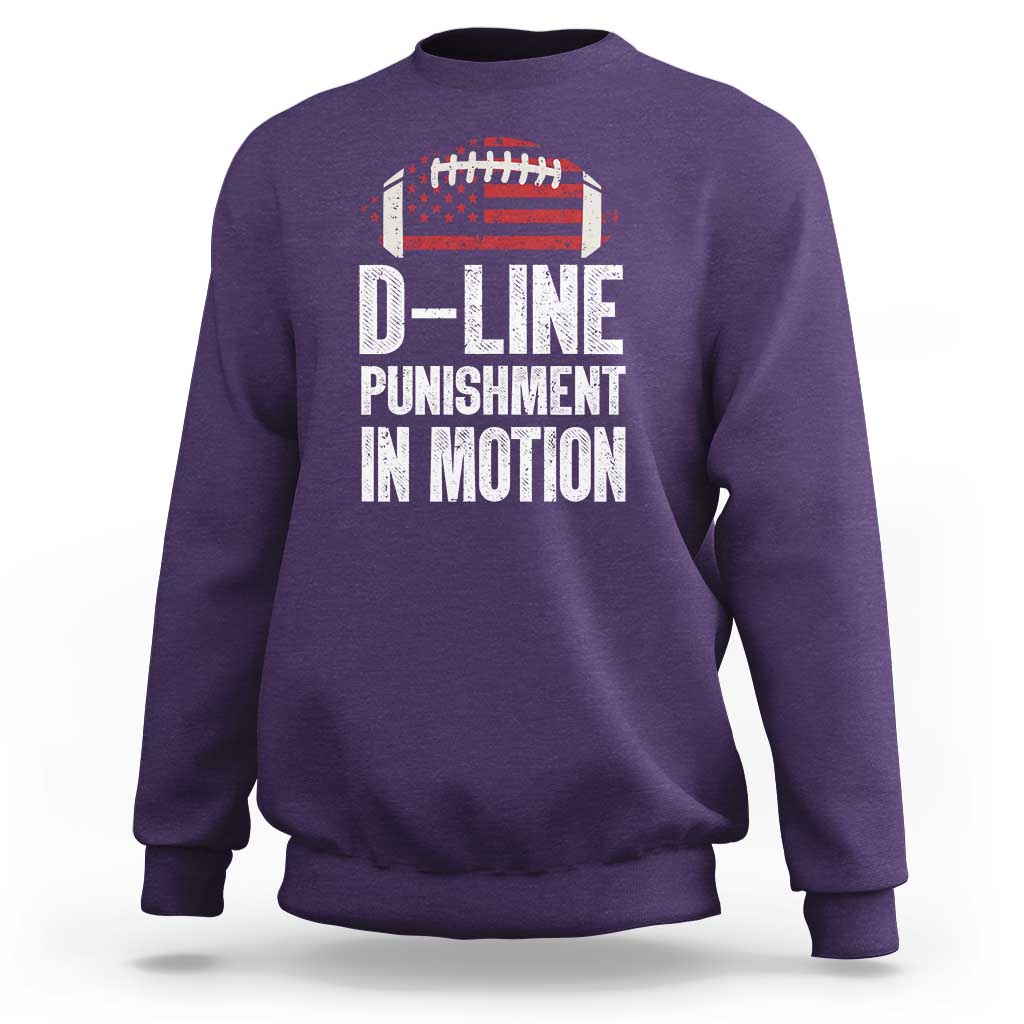 Football Defensive Lineman Sweatshirt D Line Punishment In Motion American Flag - Wonder Print Shop