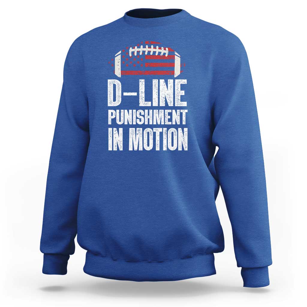 Football Defensive Lineman Sweatshirt D Line Punishment In Motion American Flag - Wonder Print Shop