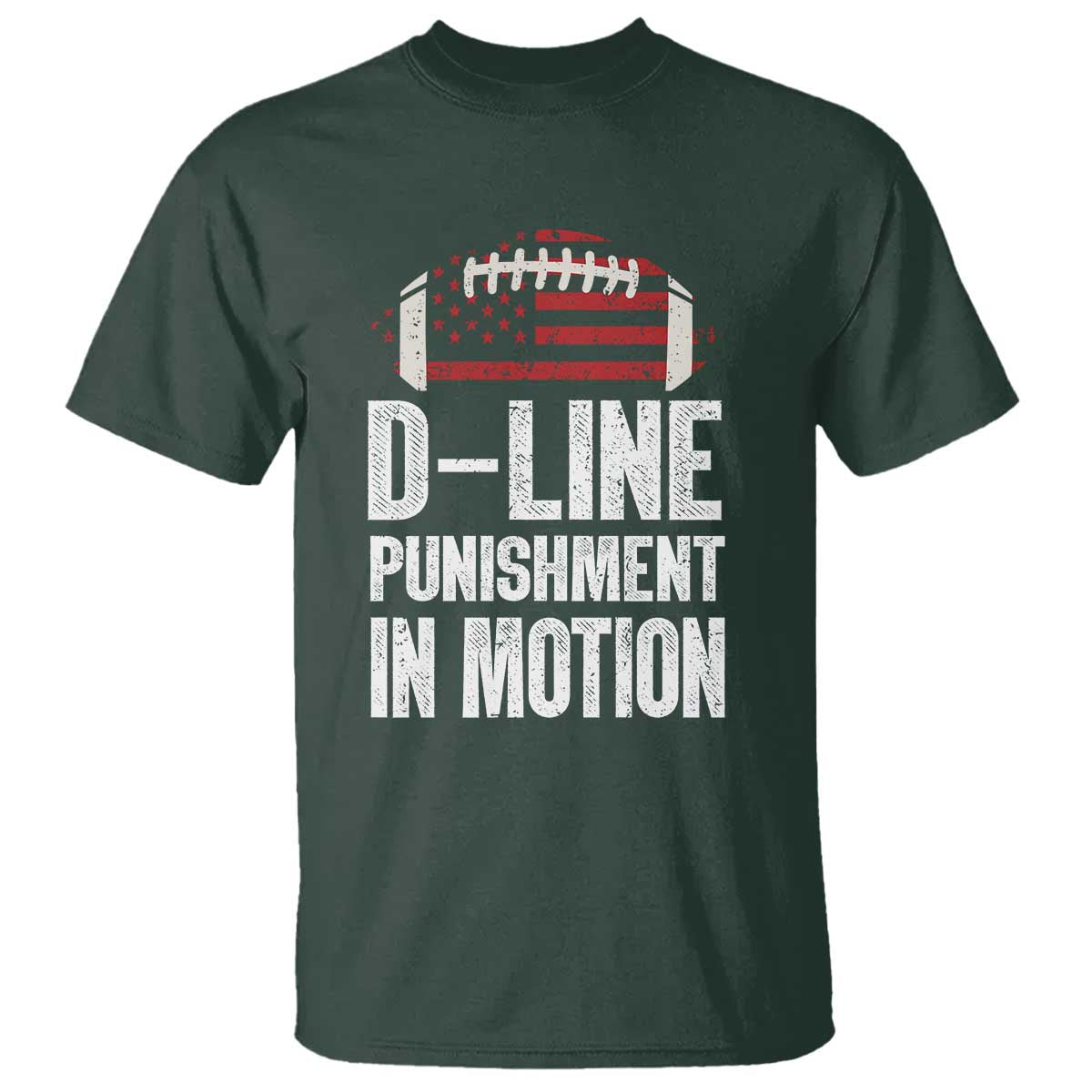 Football Defensive Lineman T Shirt D Line Punishment In Motion American Flag - Wonder Print Shop