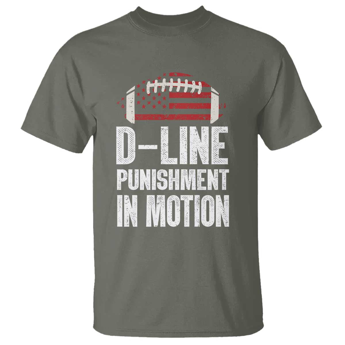 Football Defensive Lineman T Shirt D Line Punishment In Motion American Flag - Wonder Print Shop