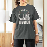 Football Defensive Lineman T Shirt For Women D Line Punishment In Motion American Flag - Wonder Print Shop