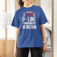 Football Defensive Lineman T Shirt For Women D Line Punishment In Motion American Flag - Wonder Print Shop