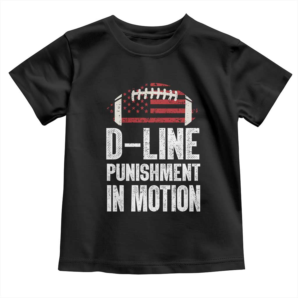 Football Defensive Lineman Toddler T Shirt D Line Punishment In Motion American Flag - Wonder Print Shop