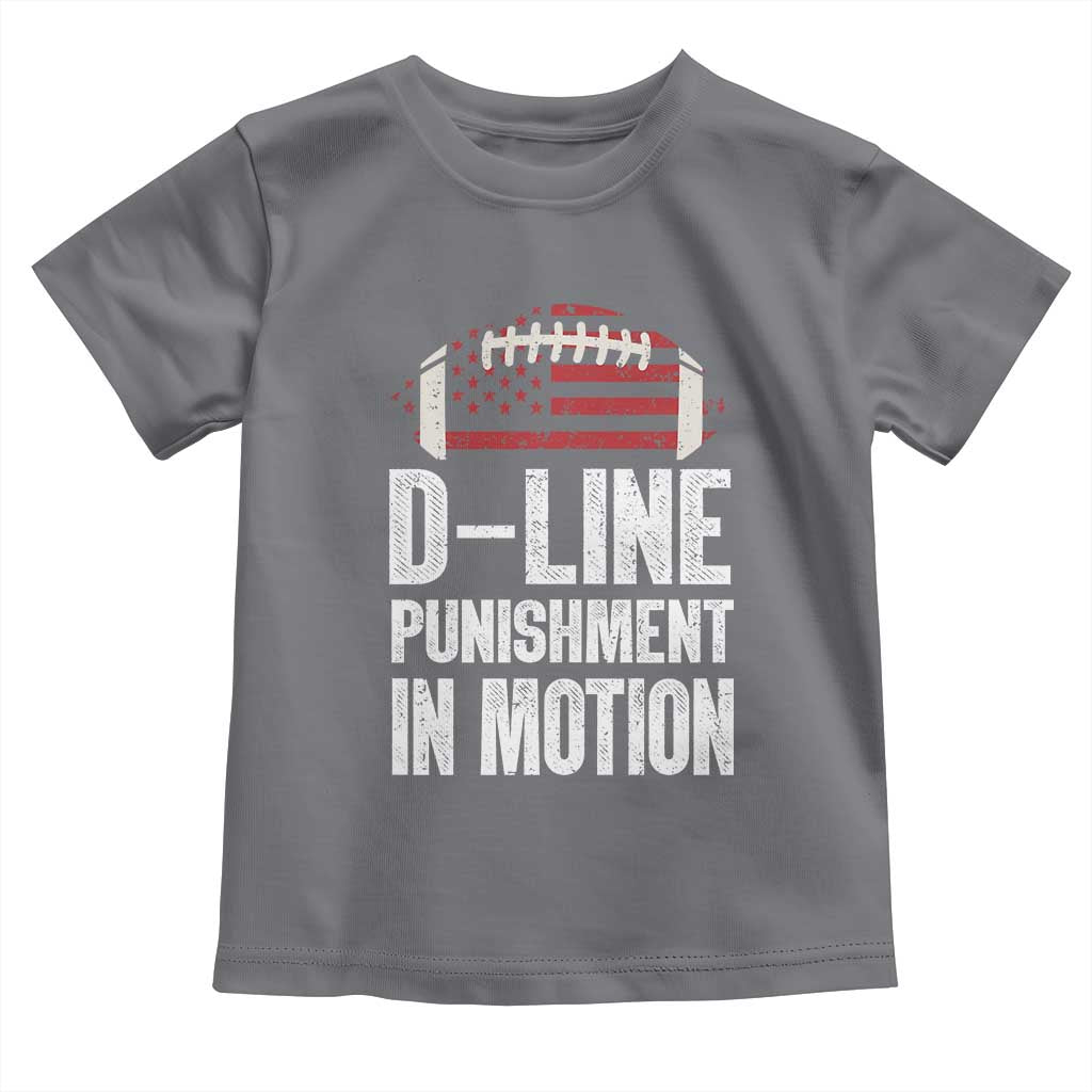 Football Defensive Lineman Toddler T Shirt D Line Punishment In Motion American Flag - Wonder Print Shop
