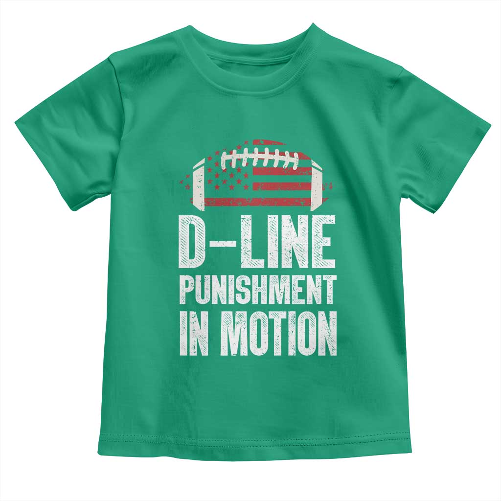 Football Defensive Lineman Toddler T Shirt D Line Punishment In Motion American Flag - Wonder Print Shop