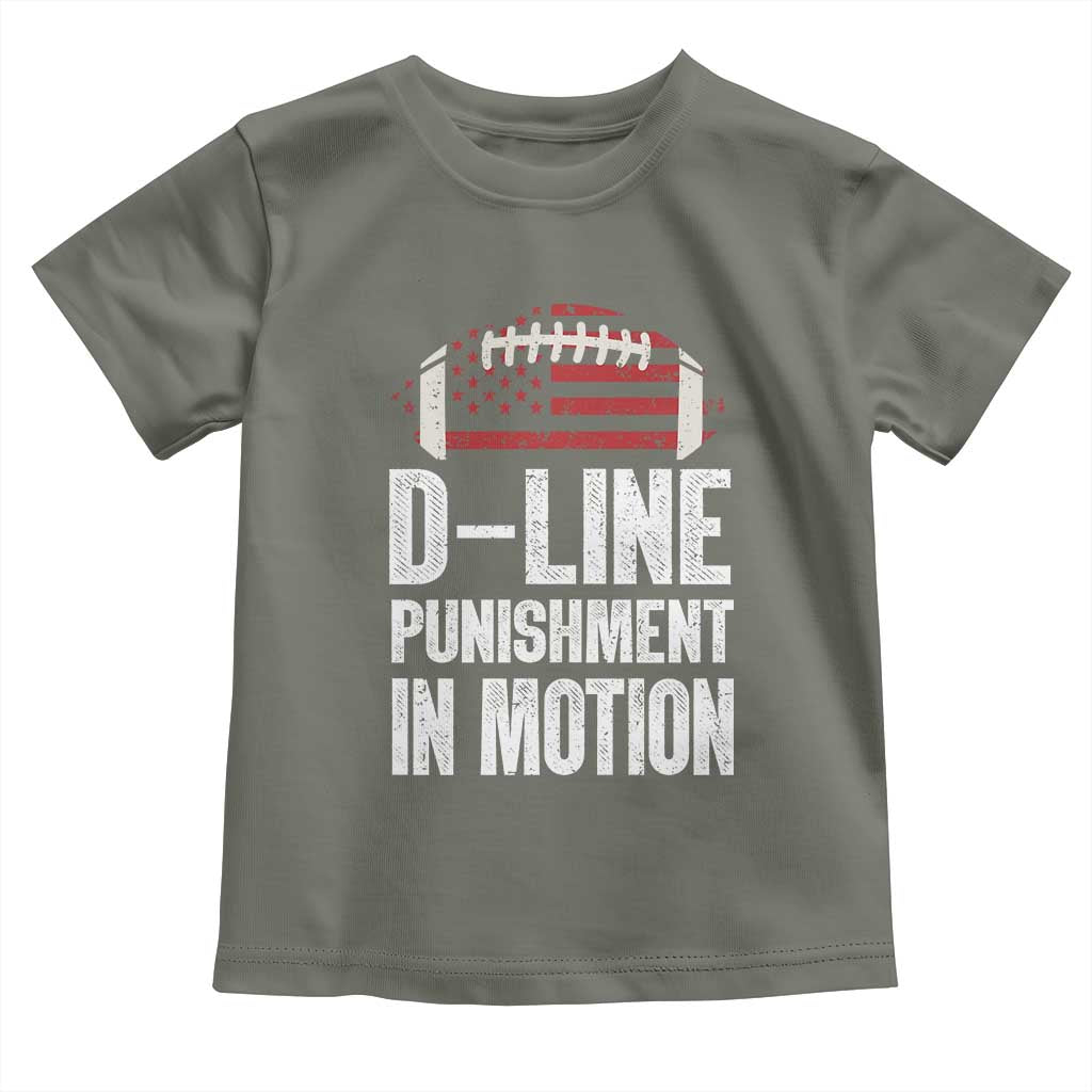 Football Defensive Lineman Toddler T Shirt D Line Punishment In Motion American Flag - Wonder Print Shop